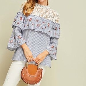 Entro Women’s Striped Mock-Neck Top Long Sleeves